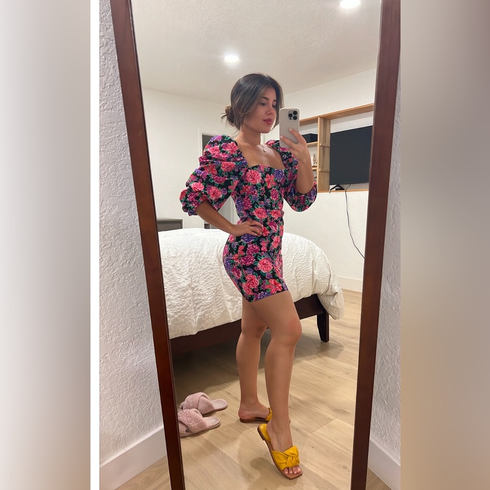 Ruffle arms flower dress